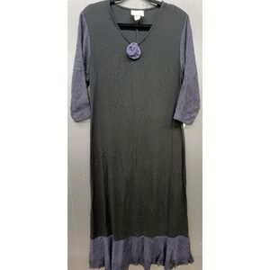 Womens Maxi Dress S Black Purple Whimsygoth Cottage Peasant‎ Vtg USA New